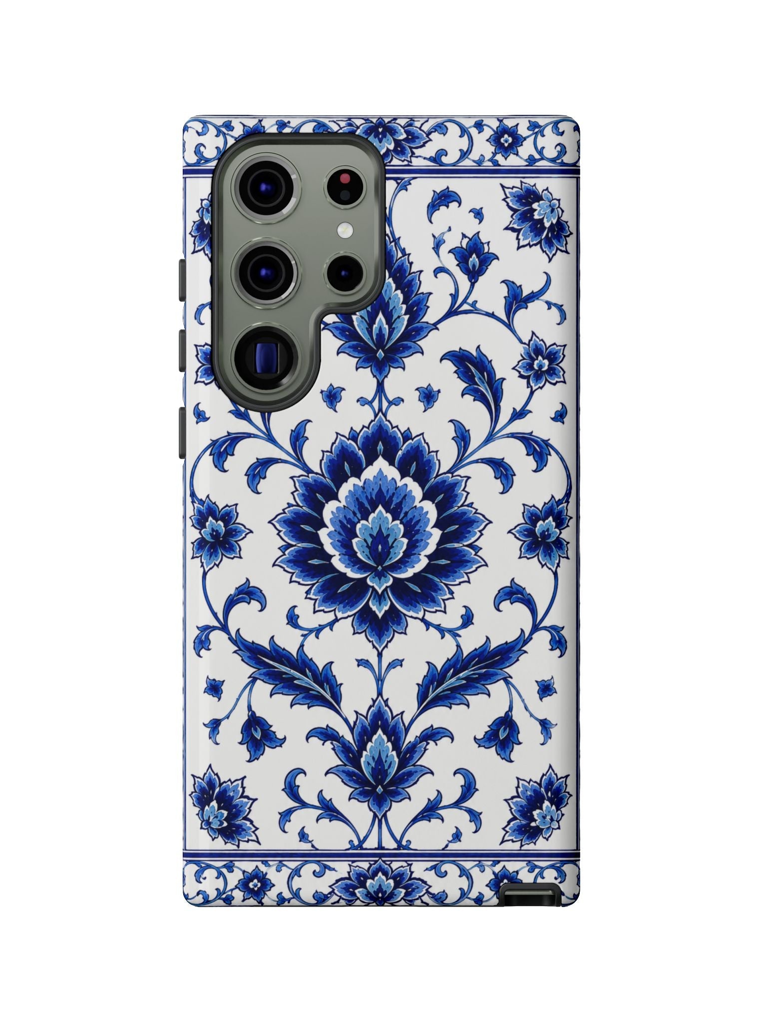 Blue Floral Ceramic Pattern Tough Phone Case