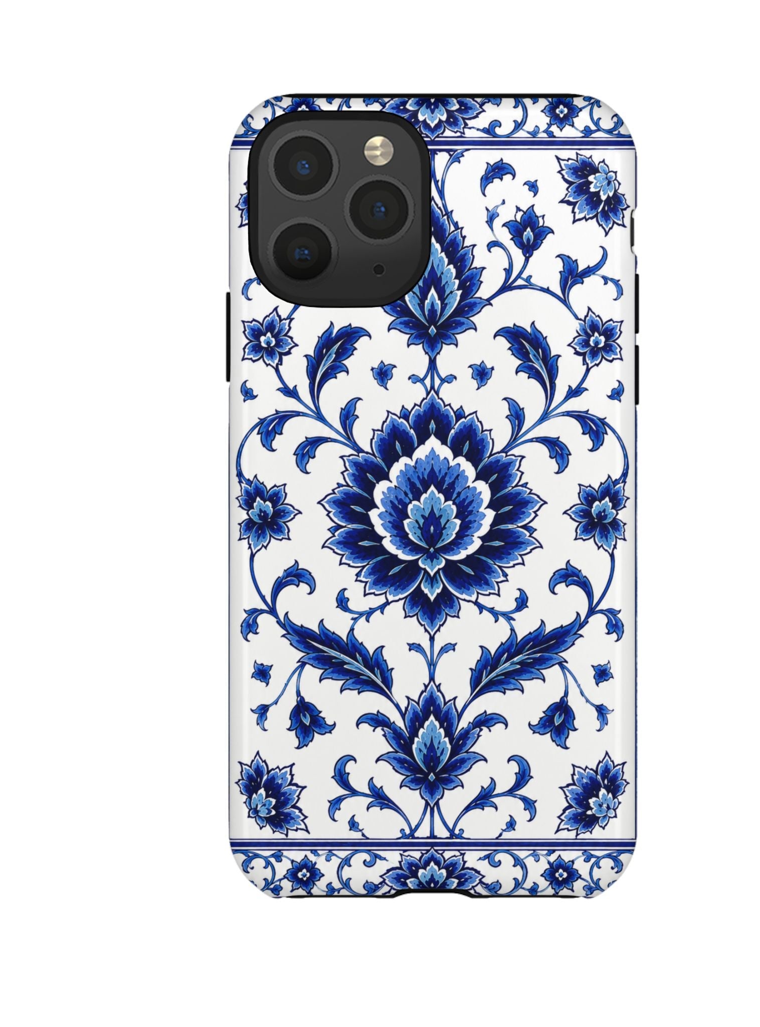 Blue Floral Ceramic Pattern Tough Phone Case