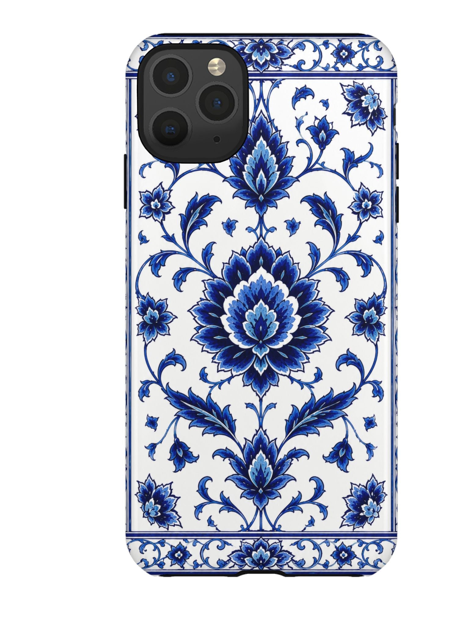 Blue Floral Ceramic Pattern Tough Phone Case
