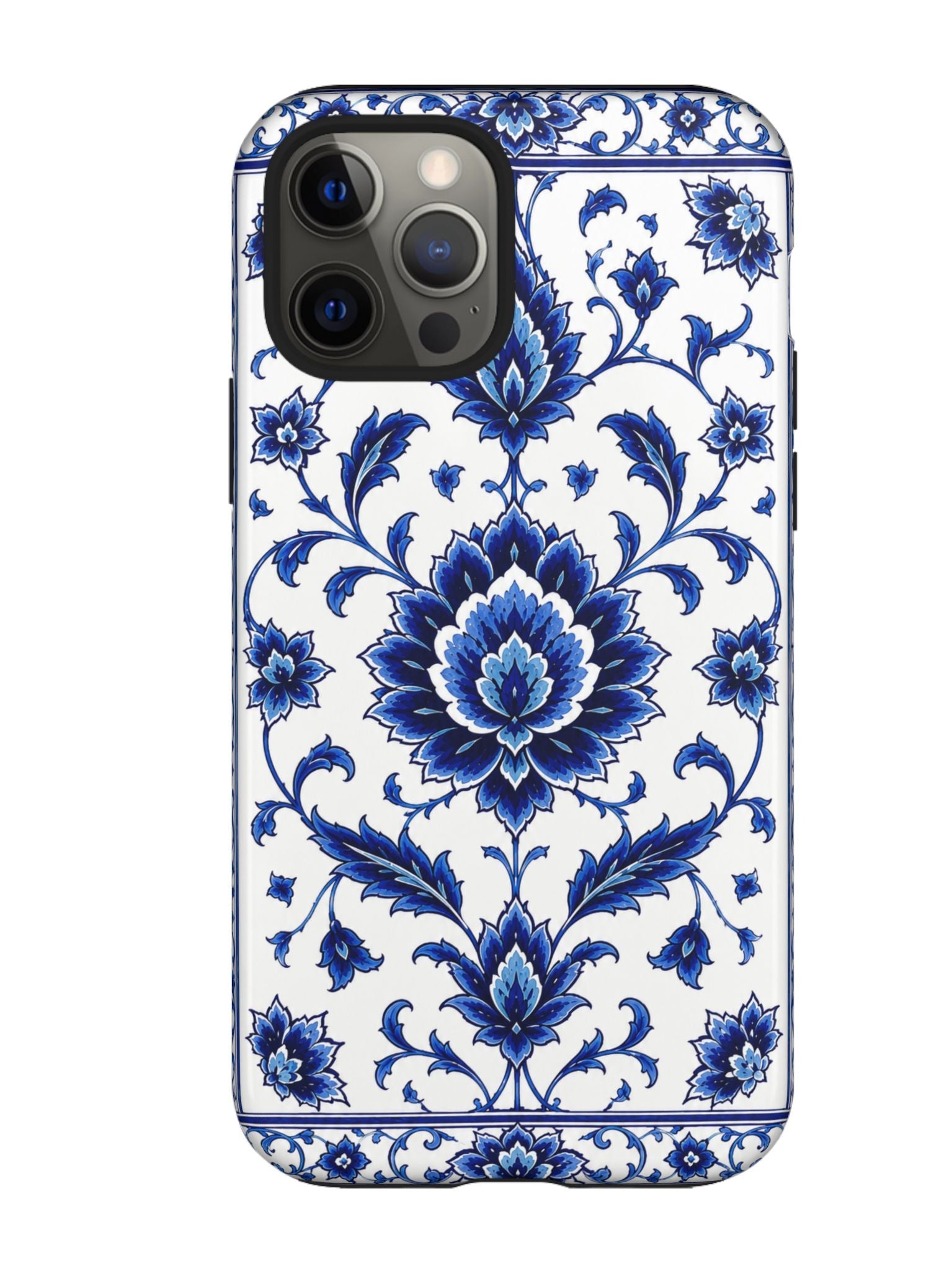 Blue Floral Ceramic Pattern Tough Phone Case