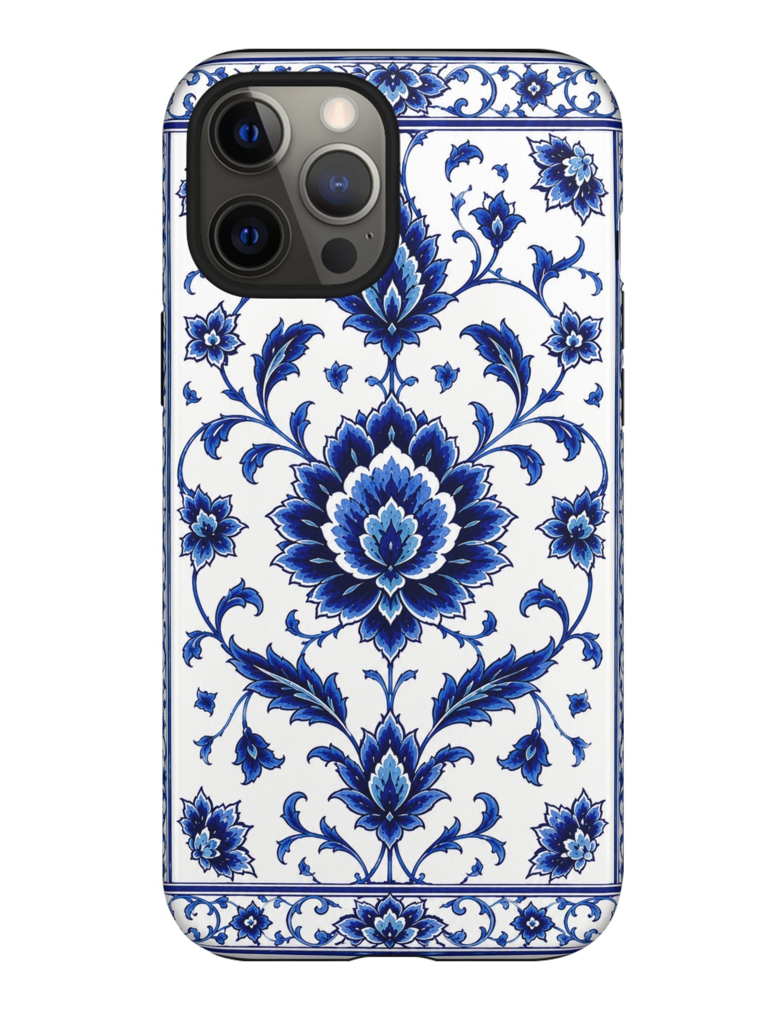 Blue Floral Ceramic Pattern Tough Phone Case