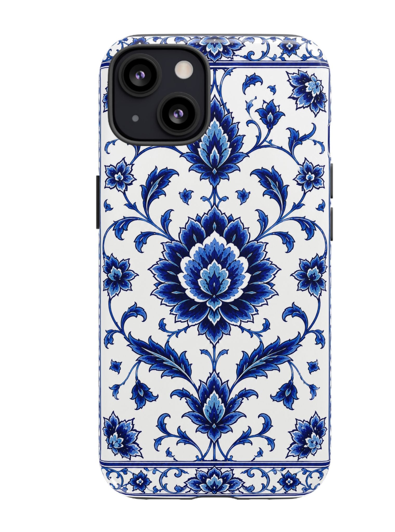 Blue Floral Ceramic Pattern Tough Phone Case