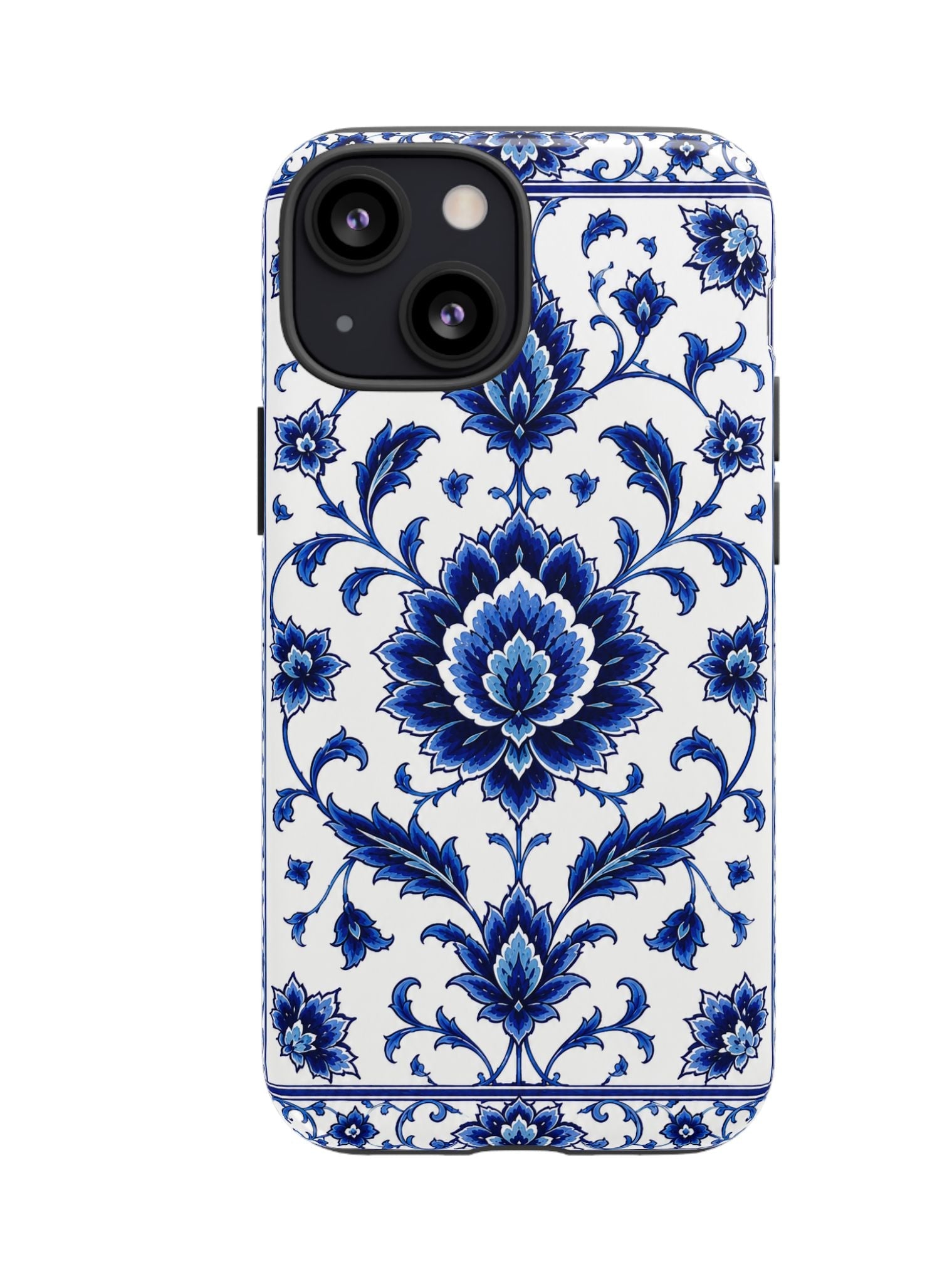 Blue Floral Ceramic Pattern Tough Phone Case