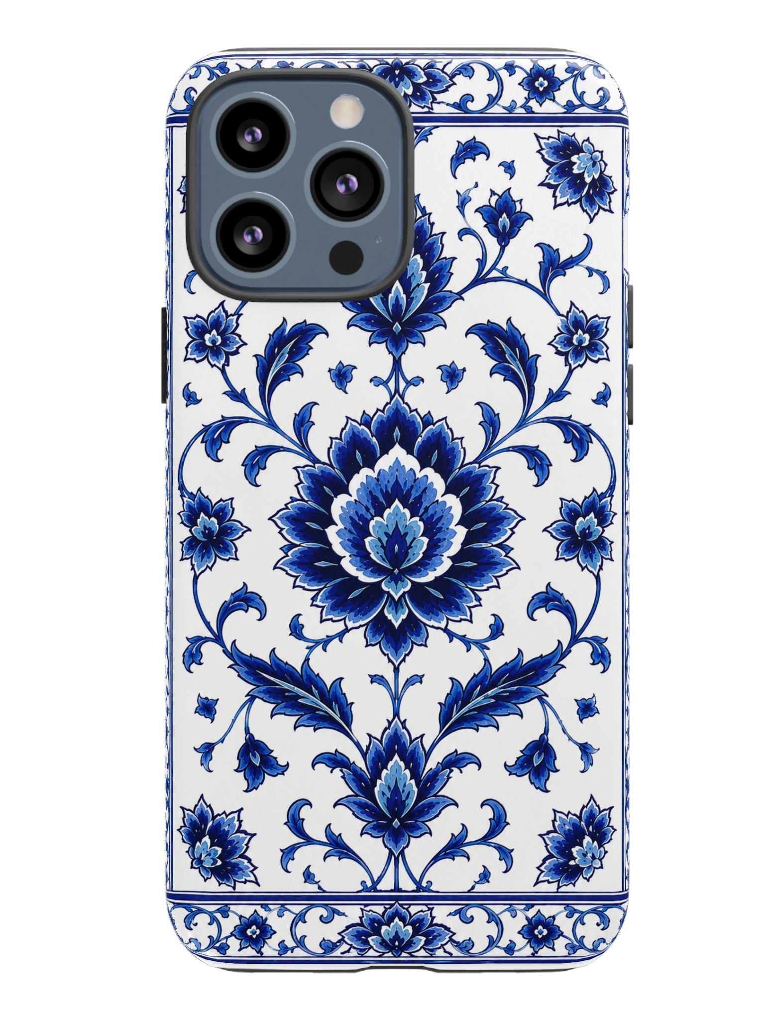 Blue Floral Ceramic Pattern Tough Phone Case