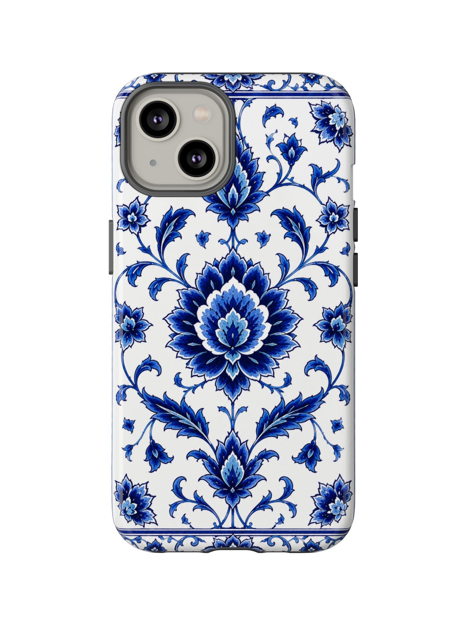 Blue Floral Ceramic Pattern Tough Phone Case