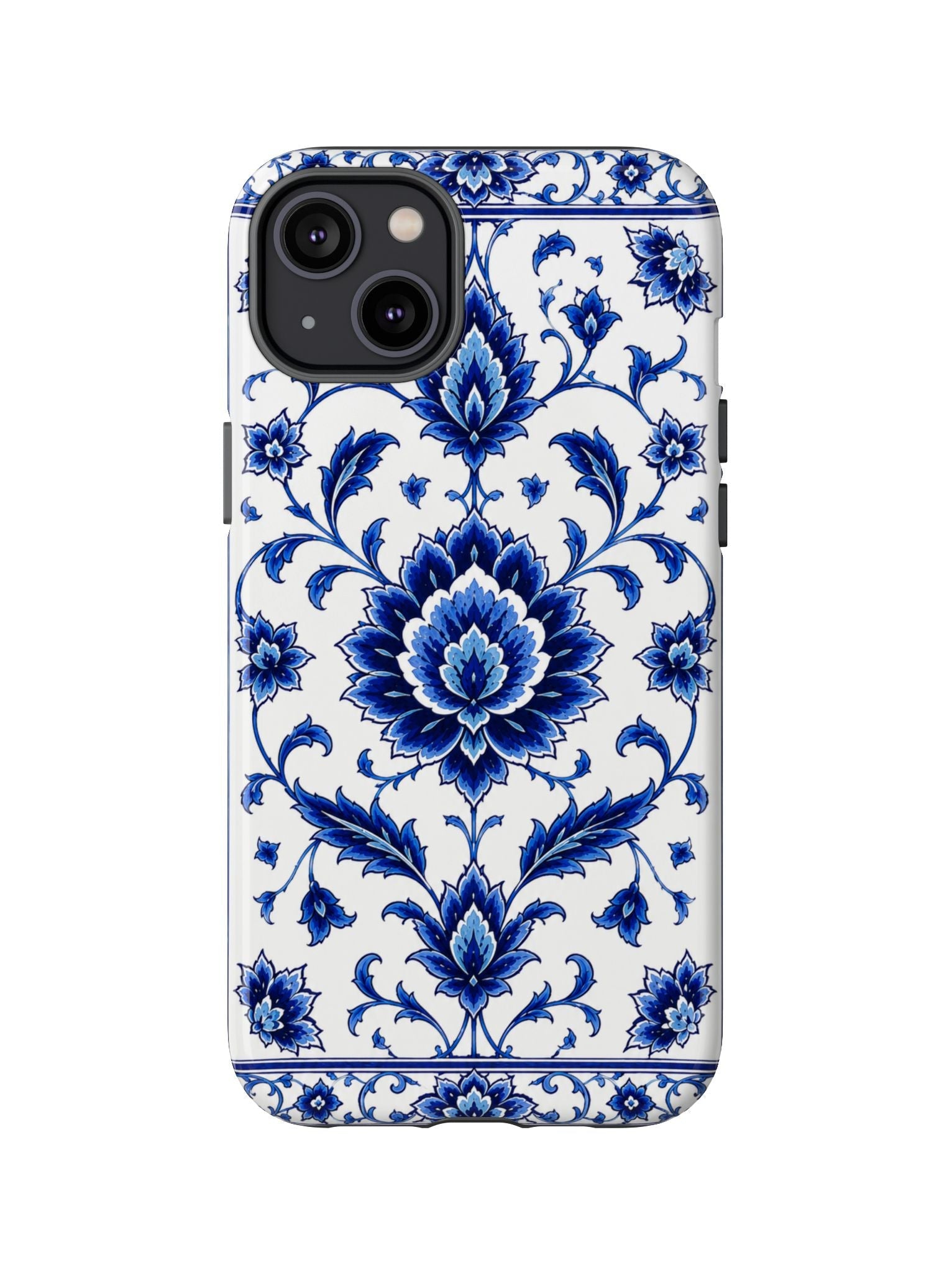 Blue Floral Ceramic Pattern Tough Phone Case