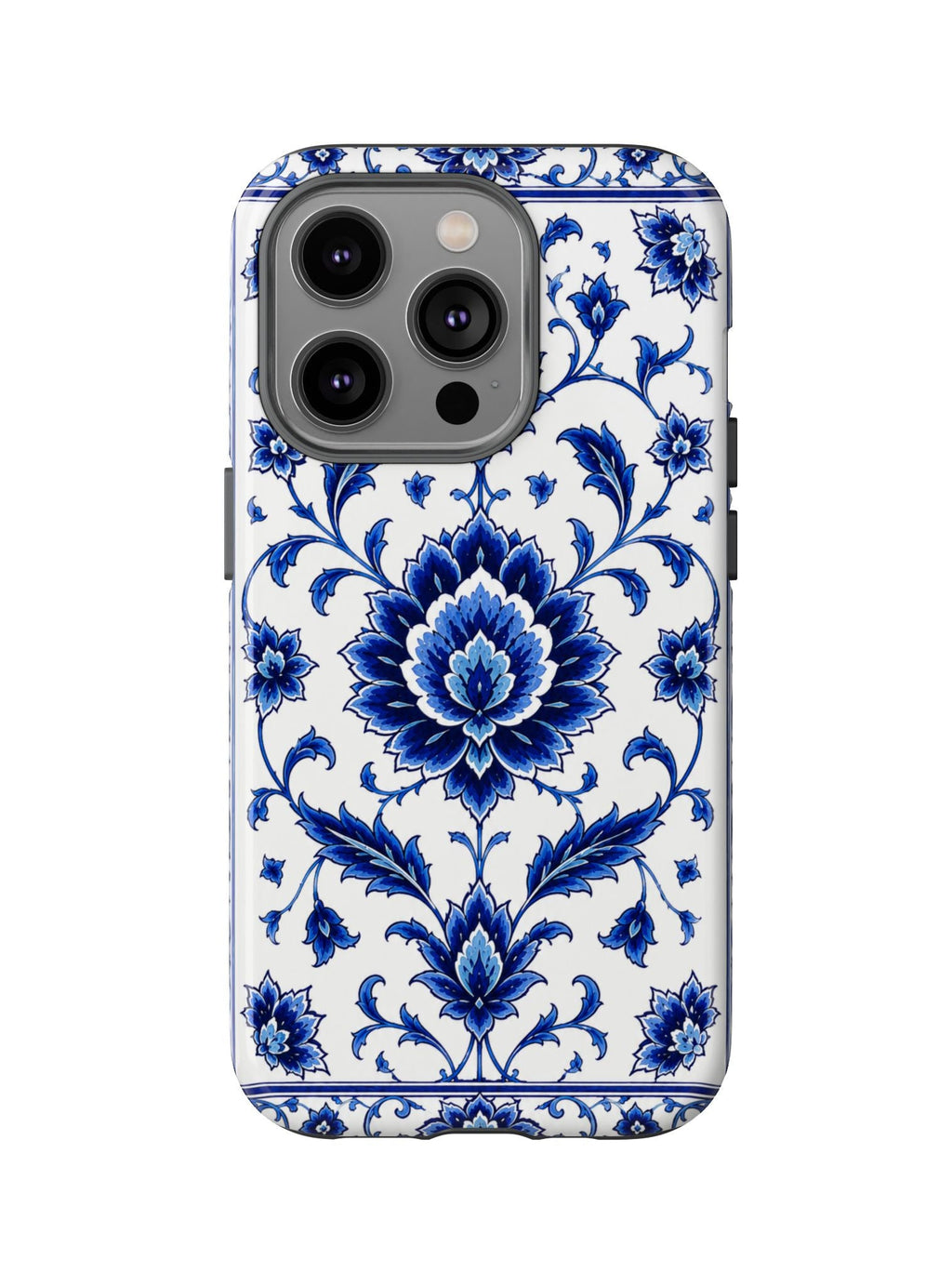 Blue Floral Ceramic Pattern Tough Phone Case