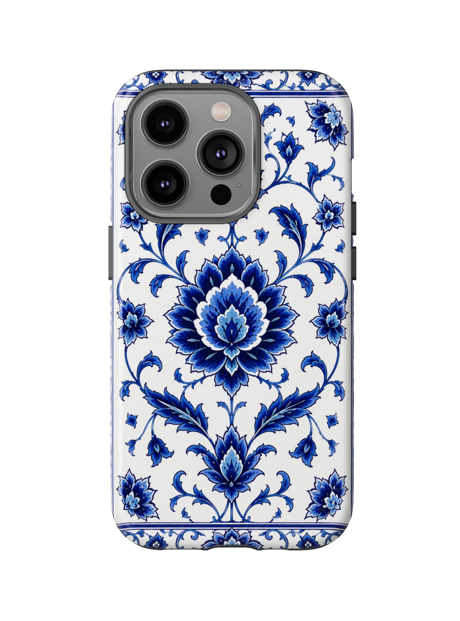 Blue Floral Ceramic Pattern Tough Phone Case