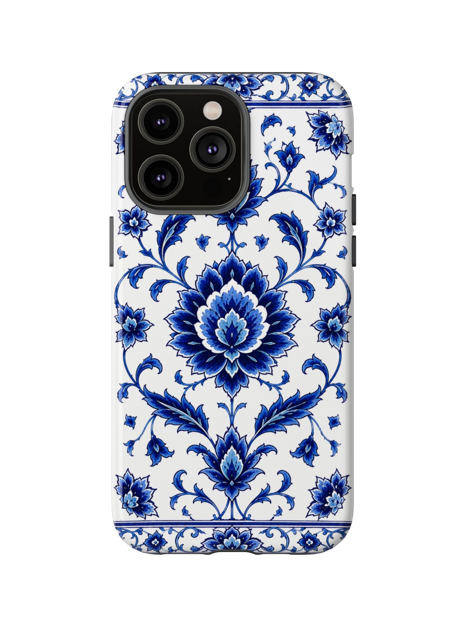 Blue Floral Ceramic Pattern Tough Phone Case