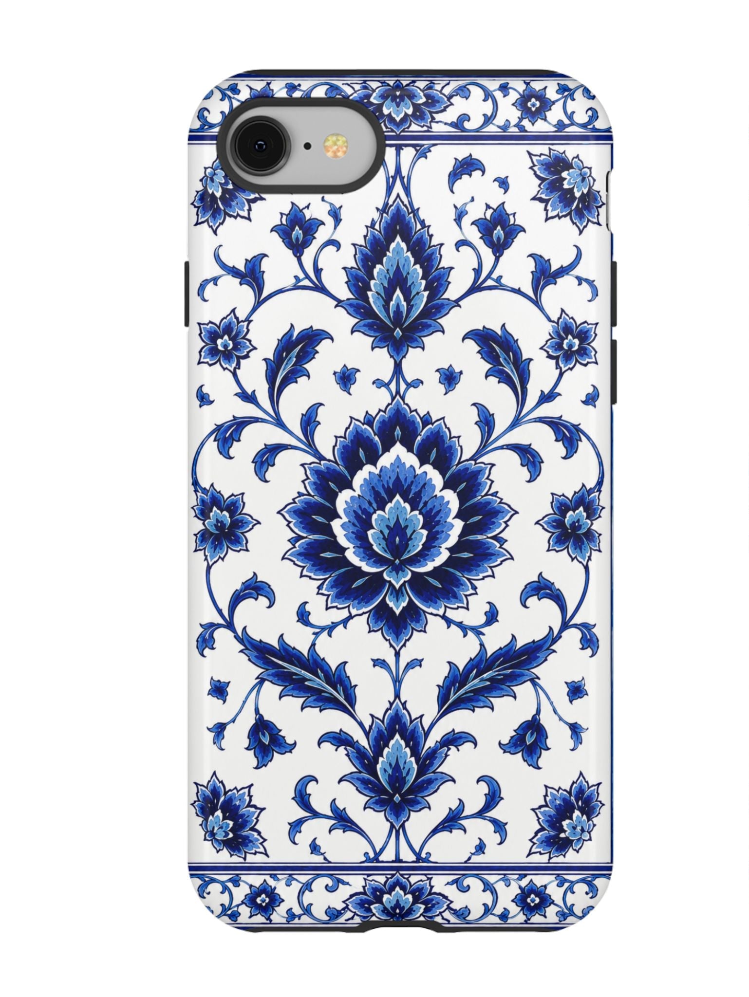 Blue Floral Ceramic Pattern Tough Phone Case
