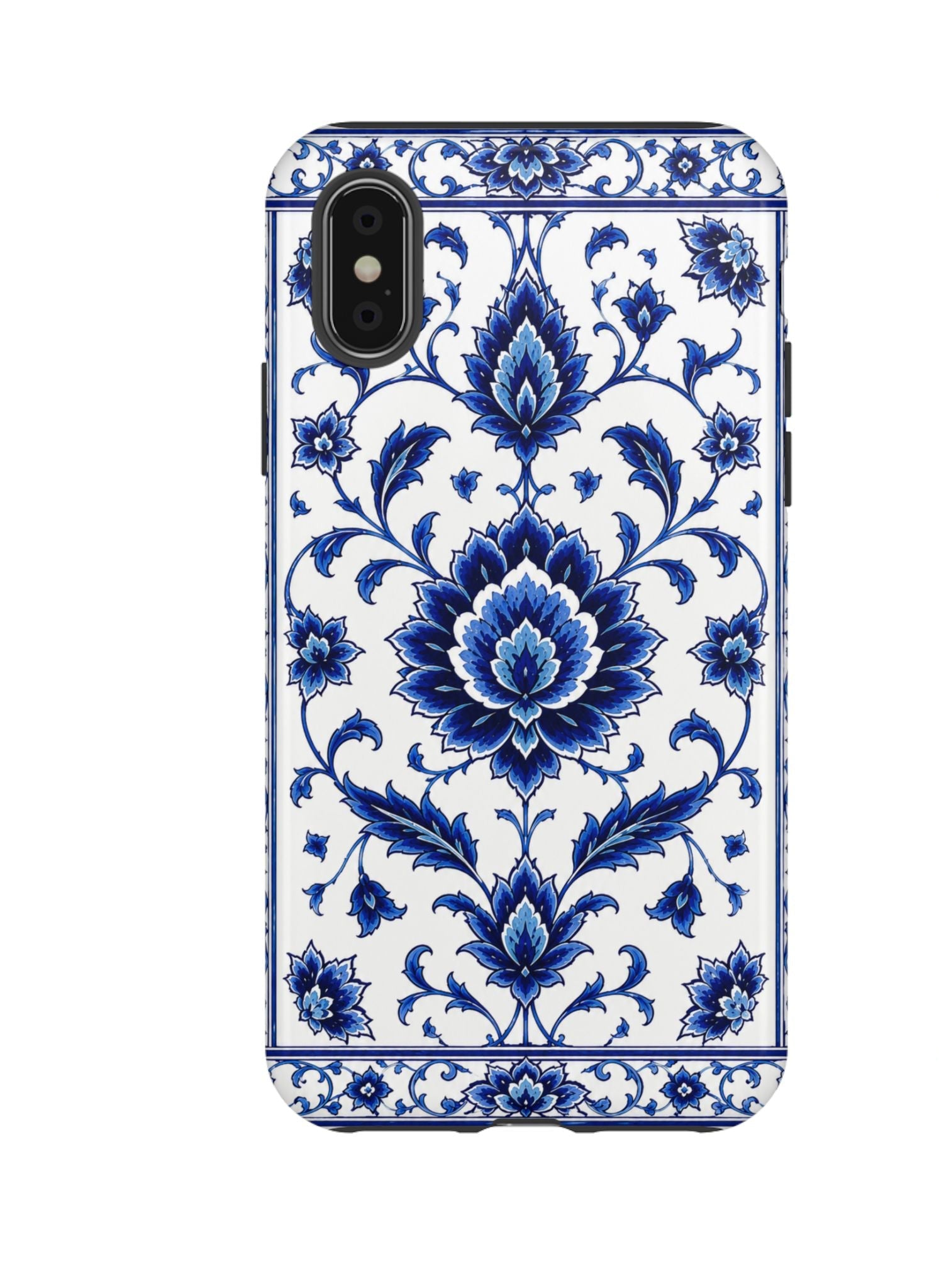 Blue Floral Ceramic Pattern Tough Phone Case