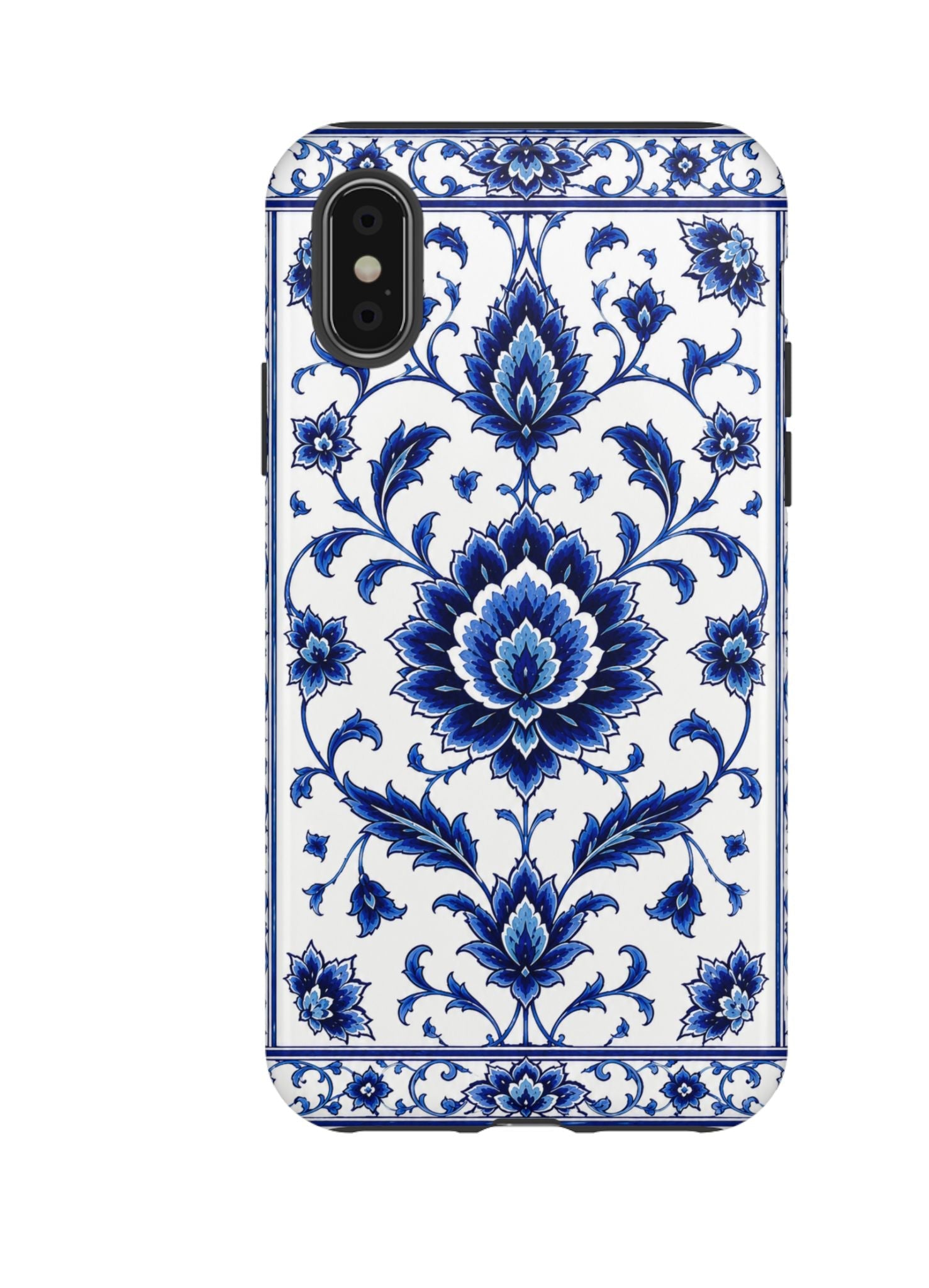 Blue Floral Ceramic Pattern Tough Phone Case