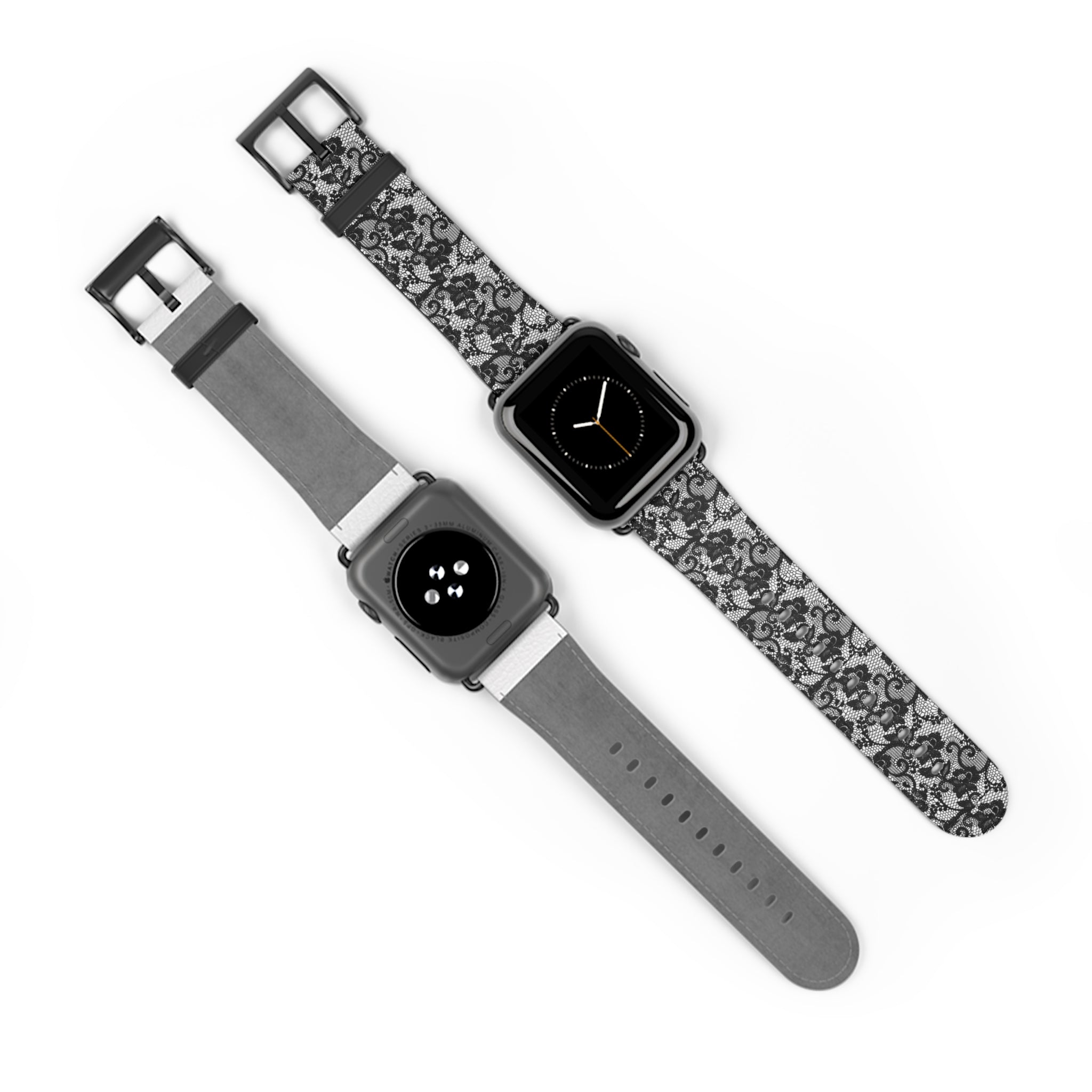 Lace Pattern Watch Band — Black Floral Lace Apple Watch Strap