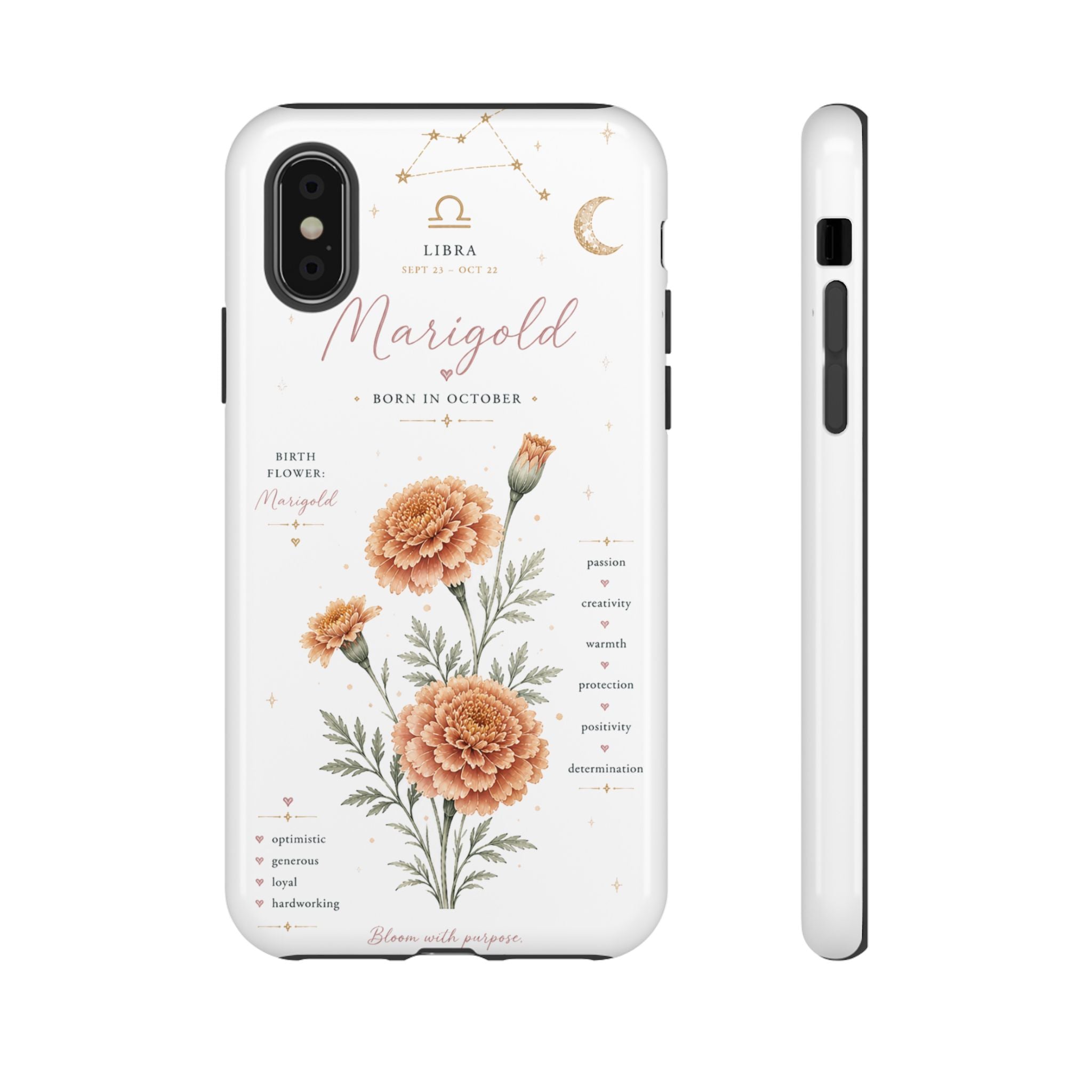 Marigold Zodiac Phone Case — Libra Birth Flower Phone Case (Born in October)