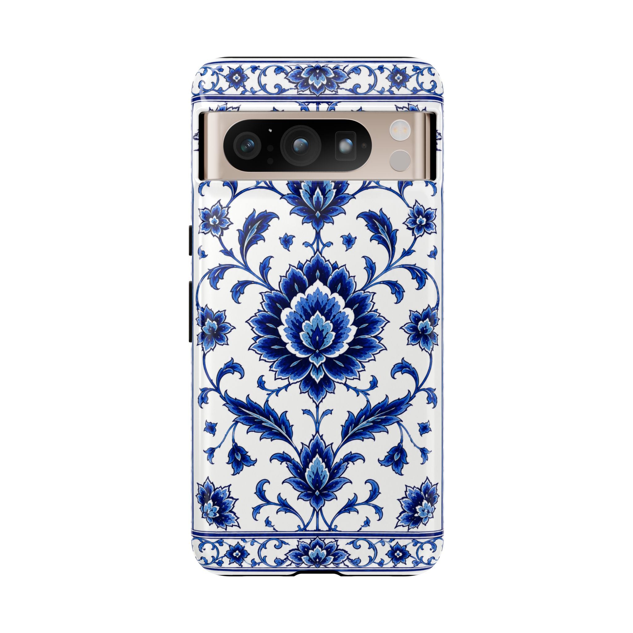 Blue Floral Ceramic Pattern Tough Phone Case