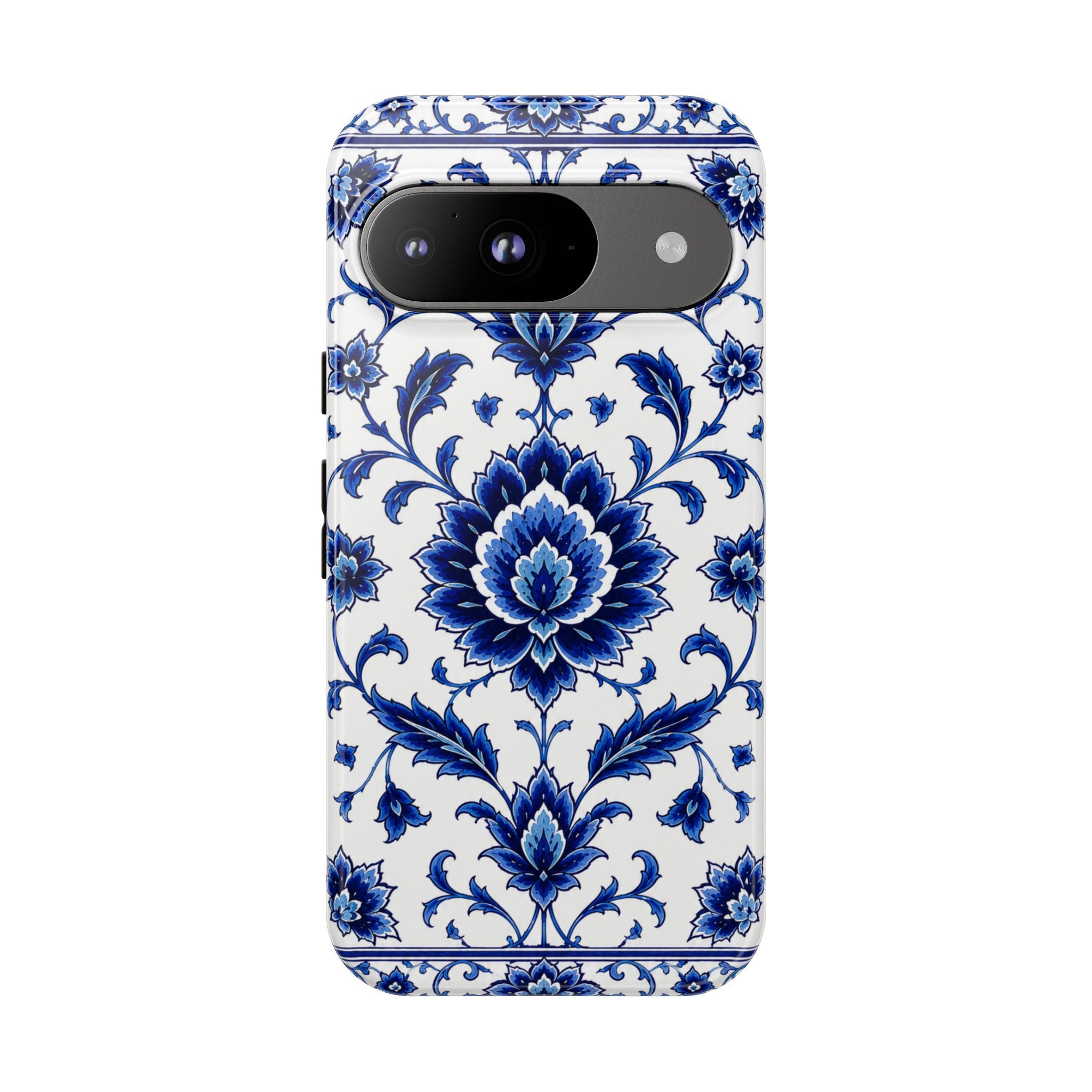Blue Floral Ceramic Pattern Tough Phone Case