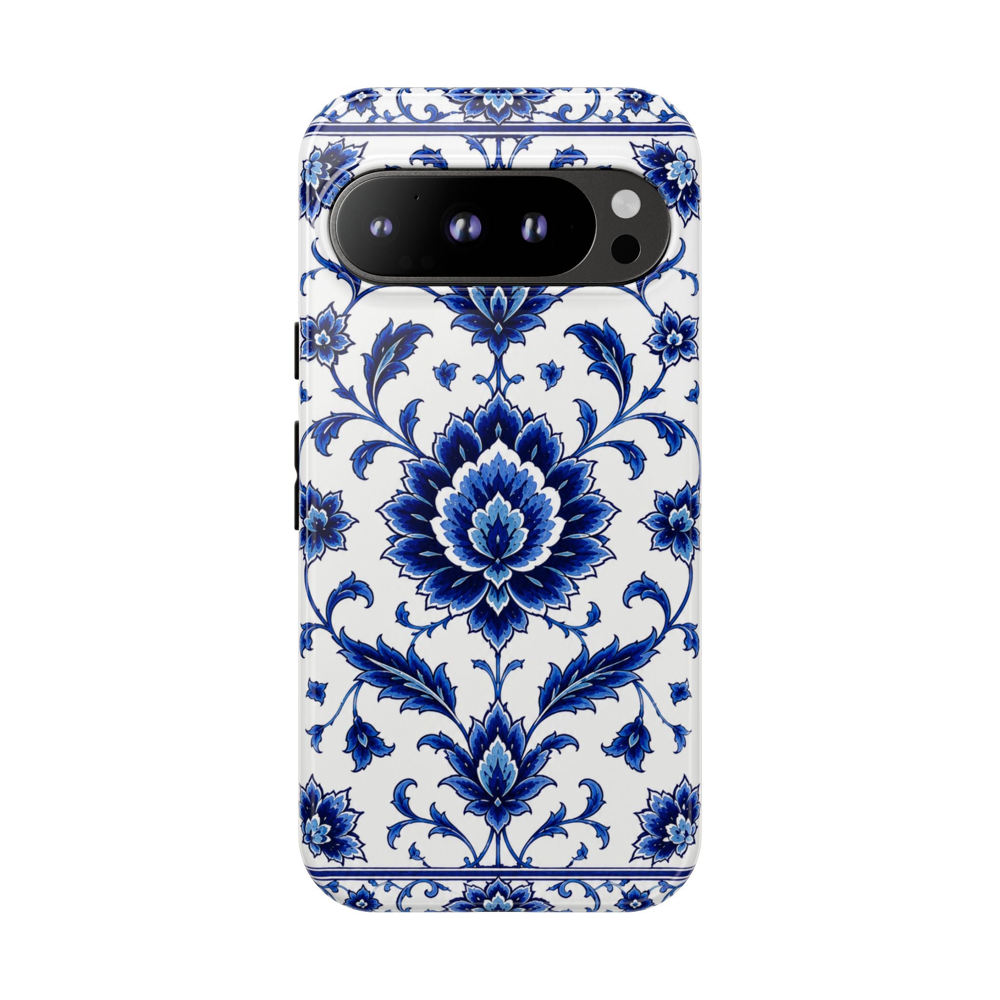 Blue Floral Ceramic Pattern Tough Phone Case