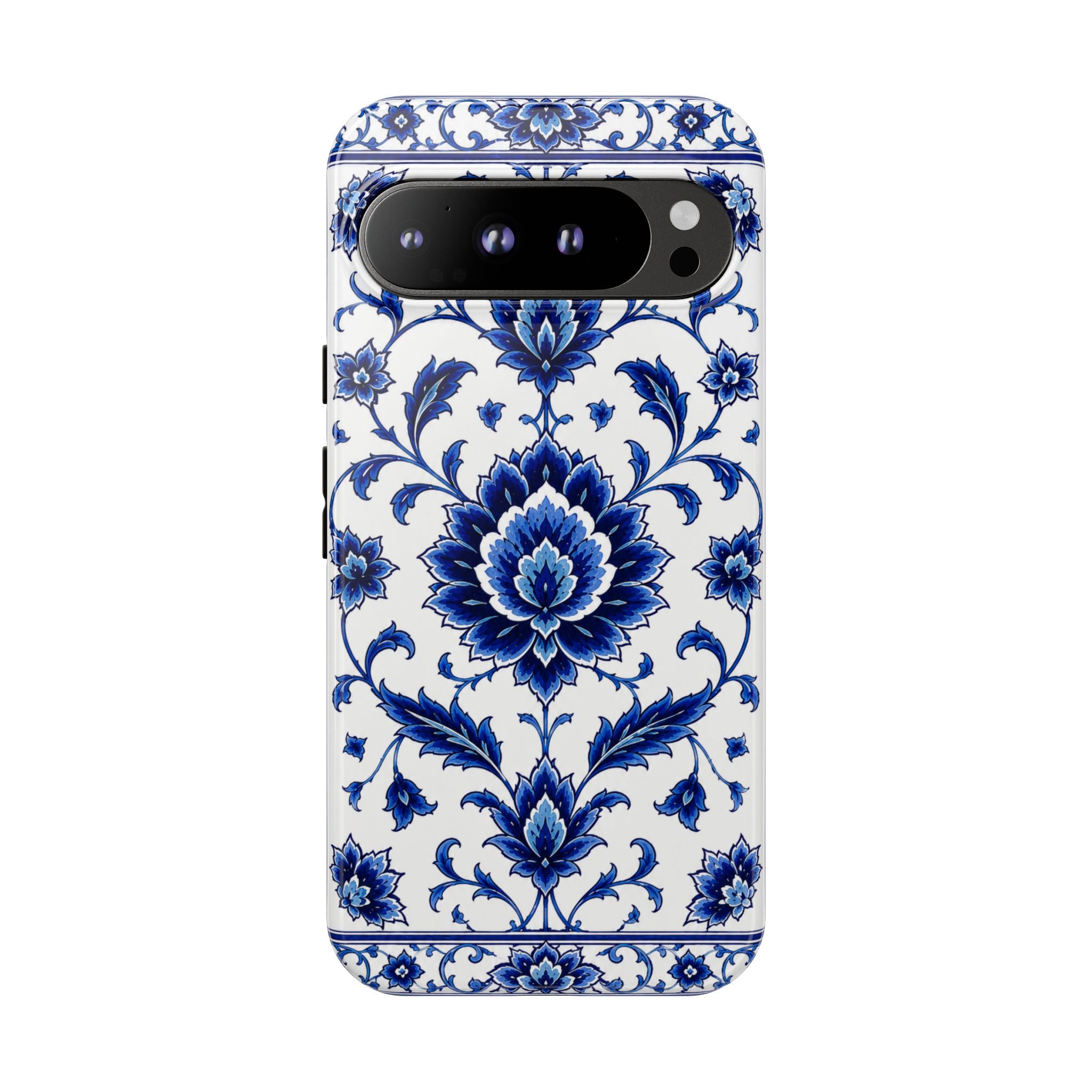 Blue Floral Ceramic Pattern Tough Phone Case