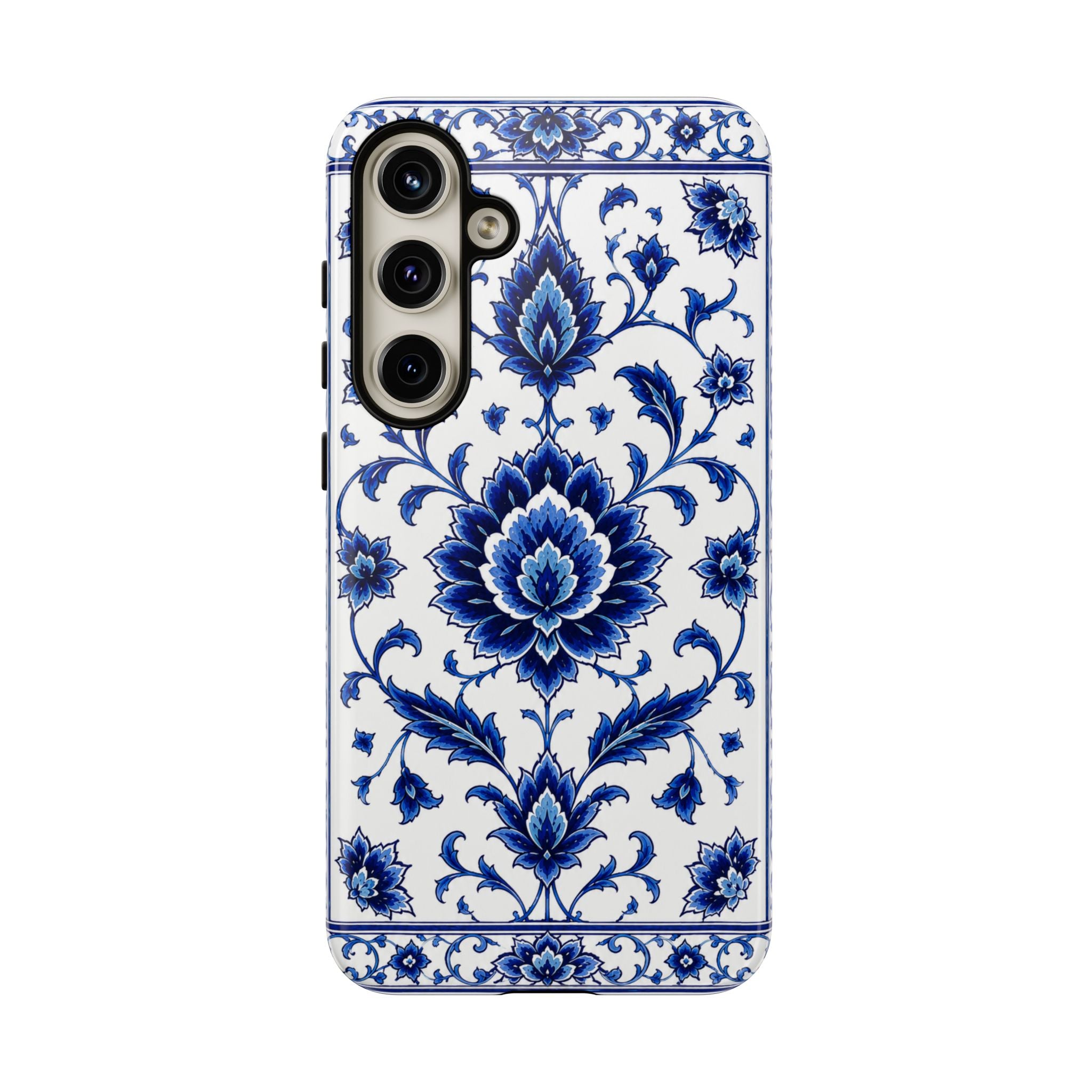 Blue Floral Ceramic Pattern Tough Phone Case