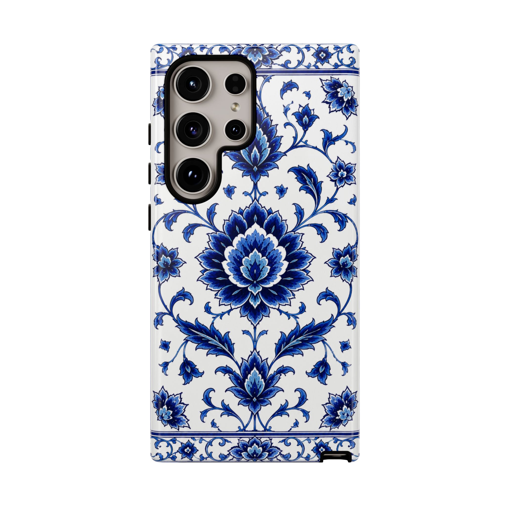 Blue Floral Ceramic Pattern Tough Phone Case