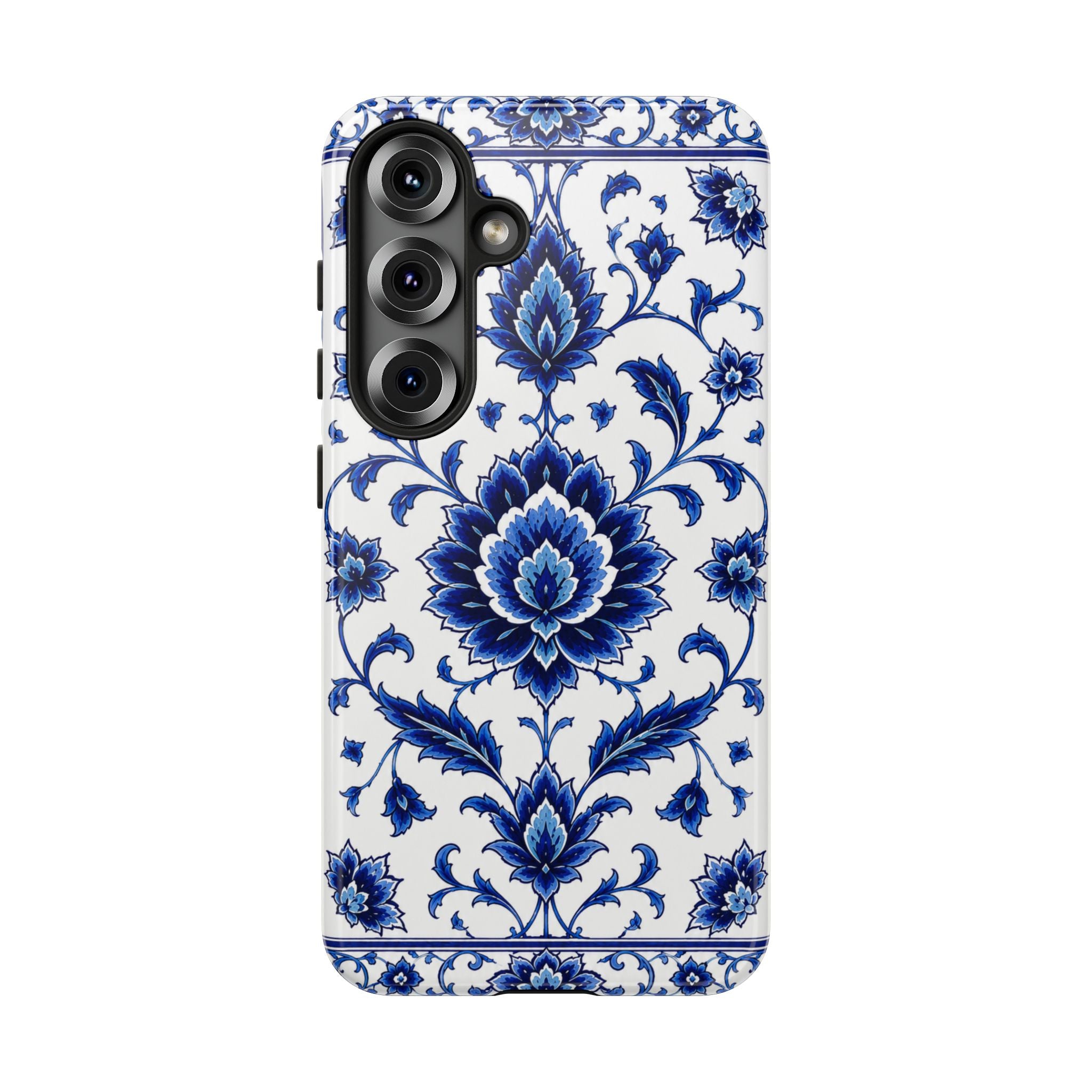 Blue Floral Ceramic Pattern Tough Phone Case