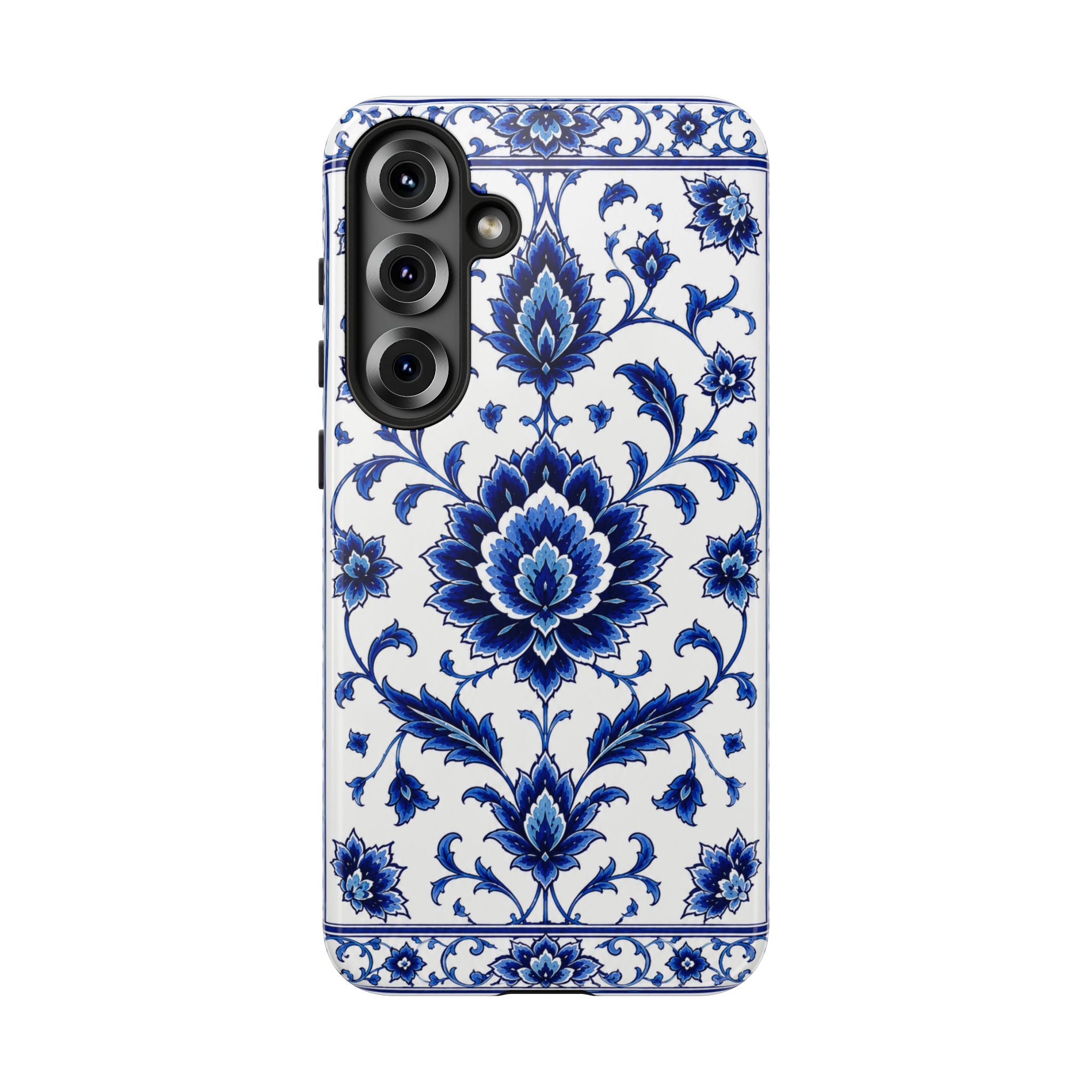 Blue Floral Ceramic Pattern Tough Phone Case