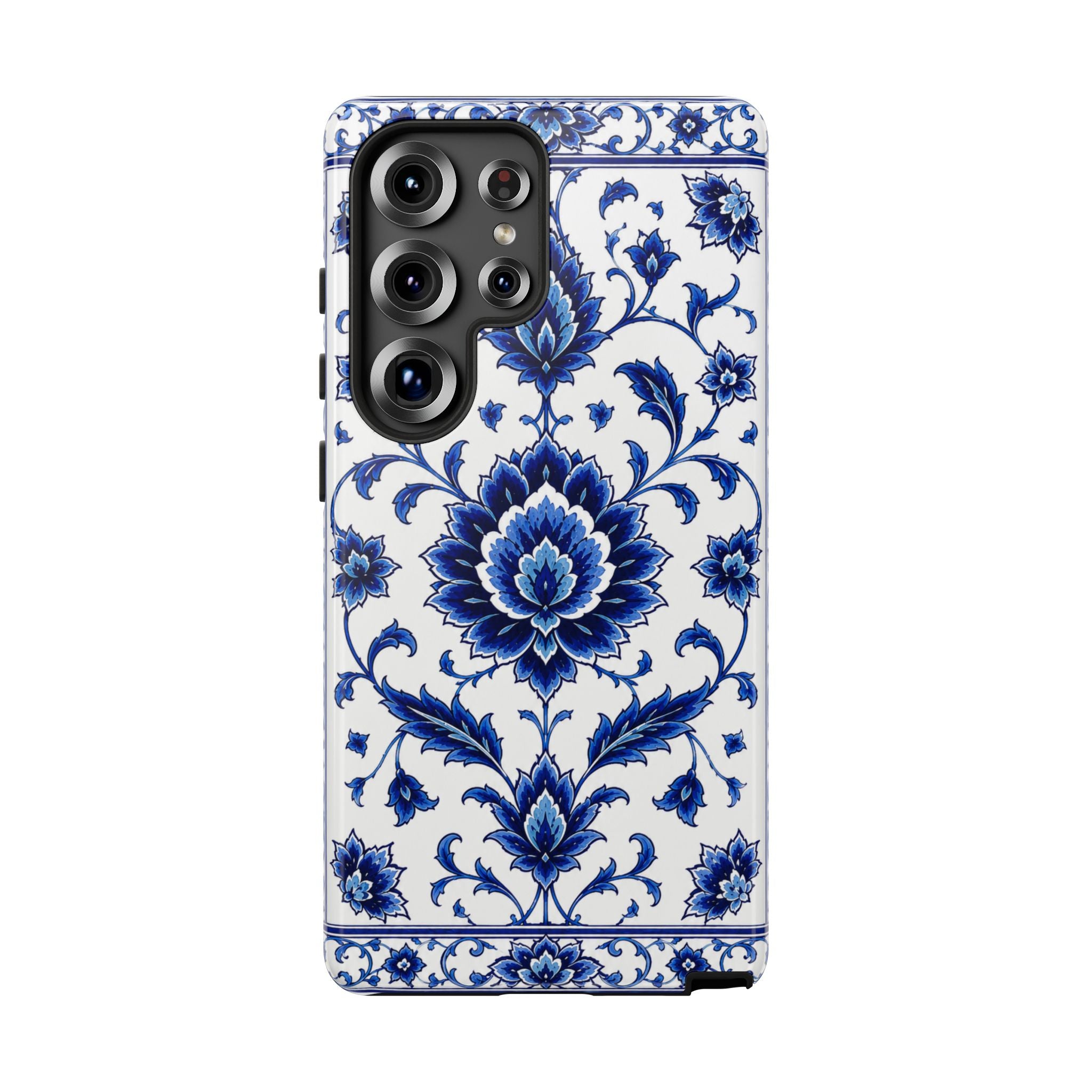 Blue Floral Ceramic Pattern Tough Phone Case