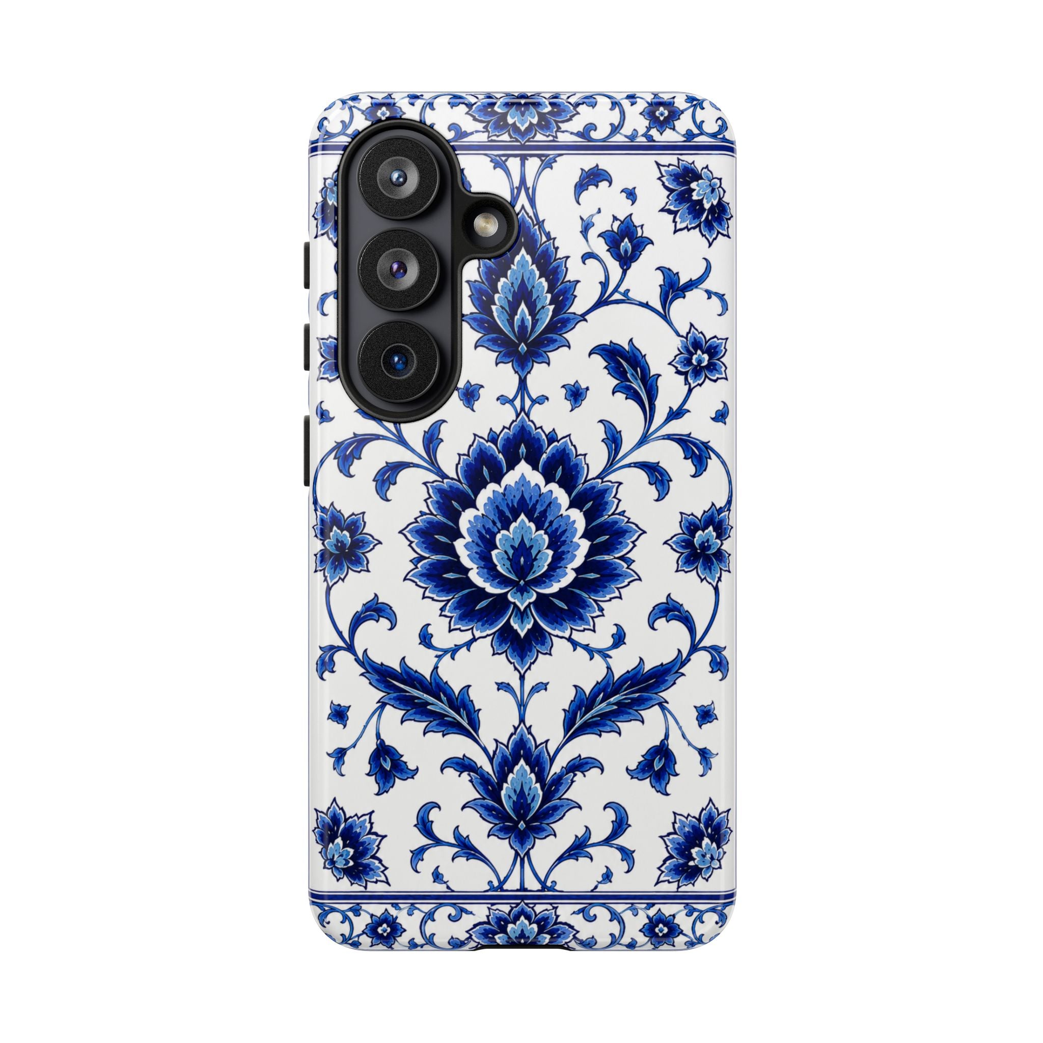 Blue Floral Ceramic Pattern Tough Phone Case