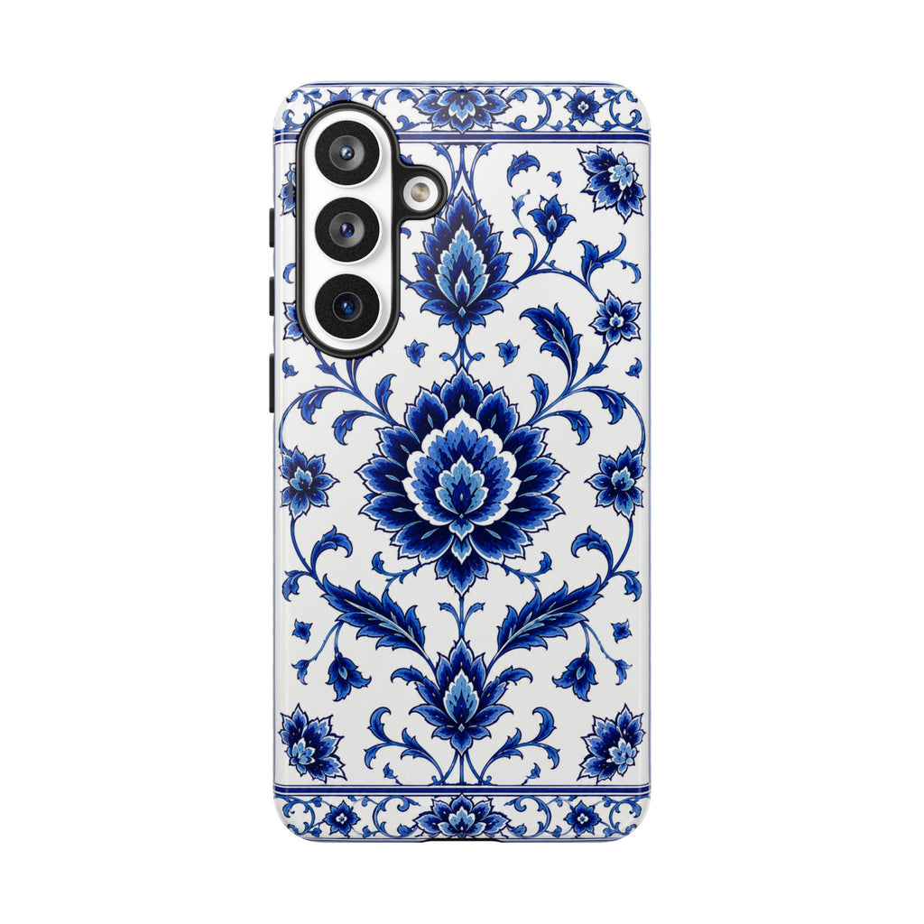 Blue Floral Ceramic Pattern Tough Phone Case