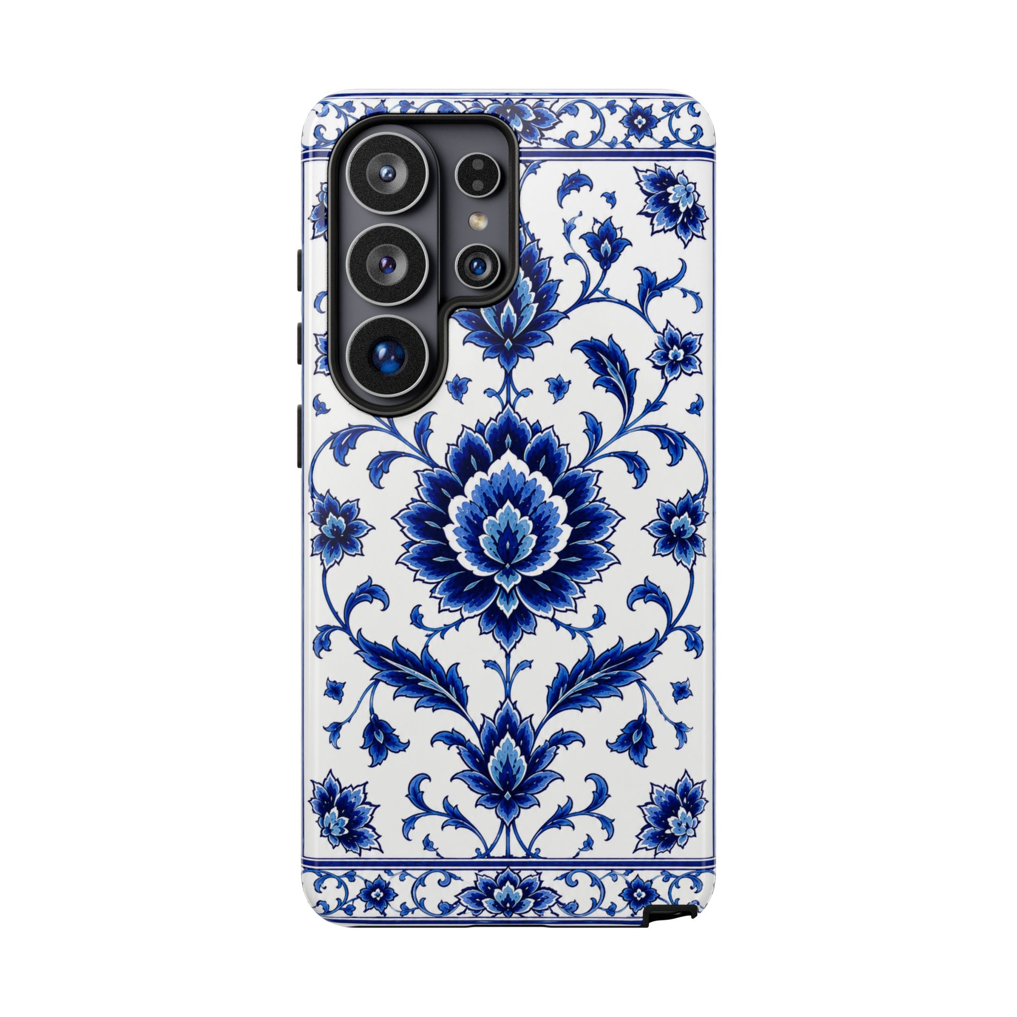 Blue Floral Ceramic Pattern Tough Phone Case