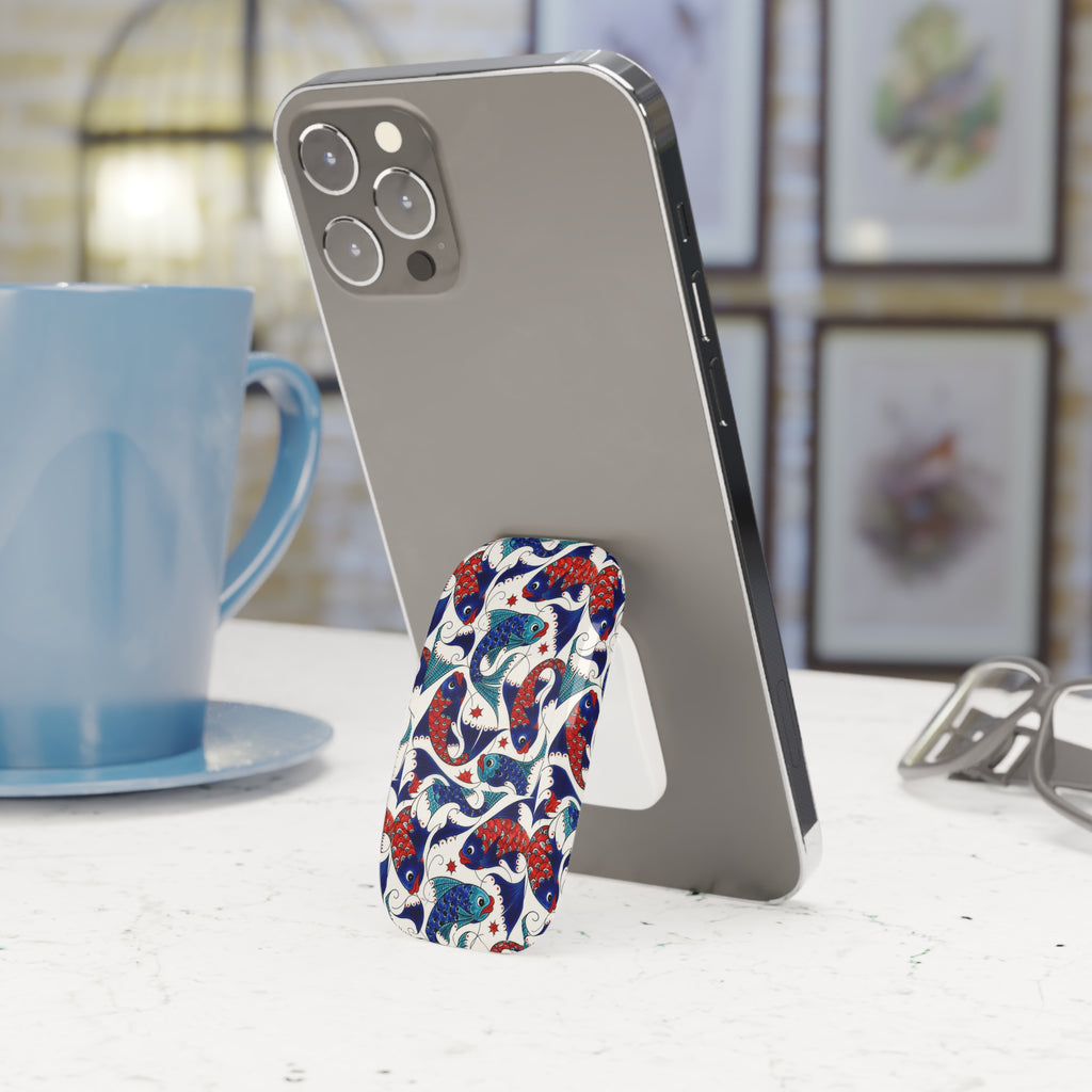 Koi Fish Phone Grip — Red & Blue Decorative Click-On Phone Stand