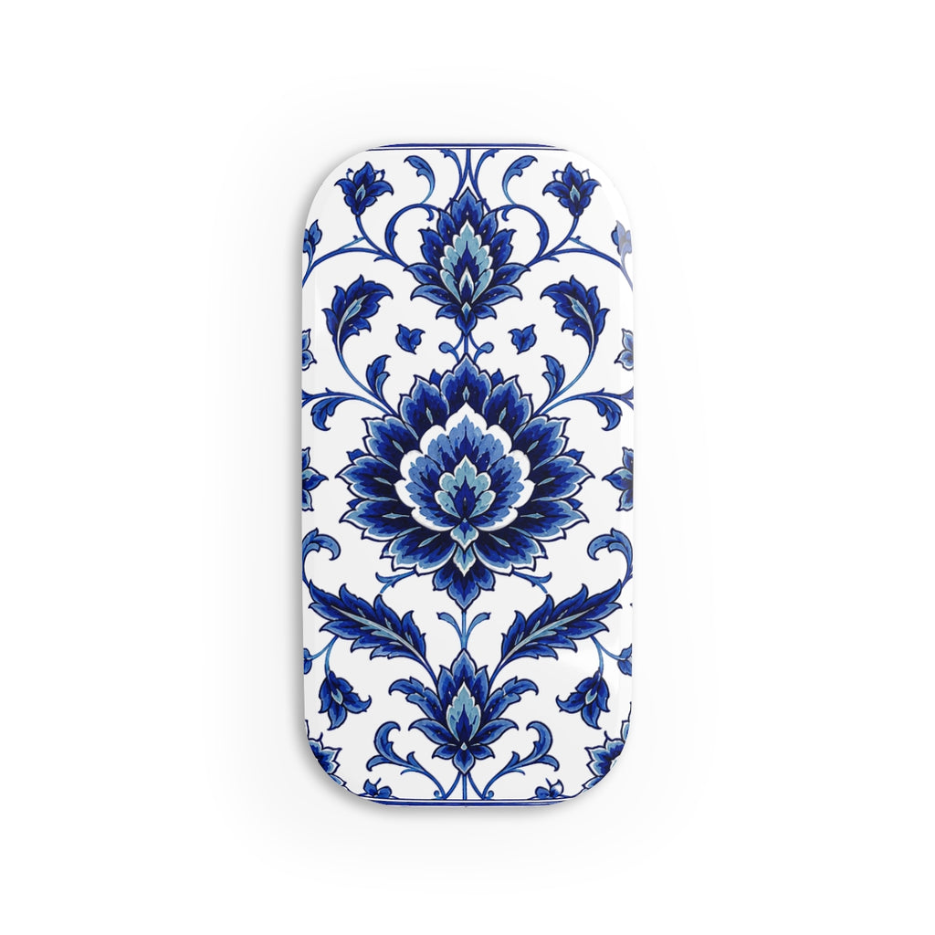 Blue Floral Phone Grip — Click-On Phone Stand & Grip
