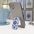Blue Floral Phone Grip — Click-On Phone Stand & Grip