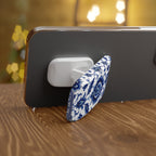 Blue Floral Phone Grip — Click-On Phone Stand & Grip
