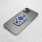 Blue Floral Phone Grip — Click-On Phone Stand & Grip