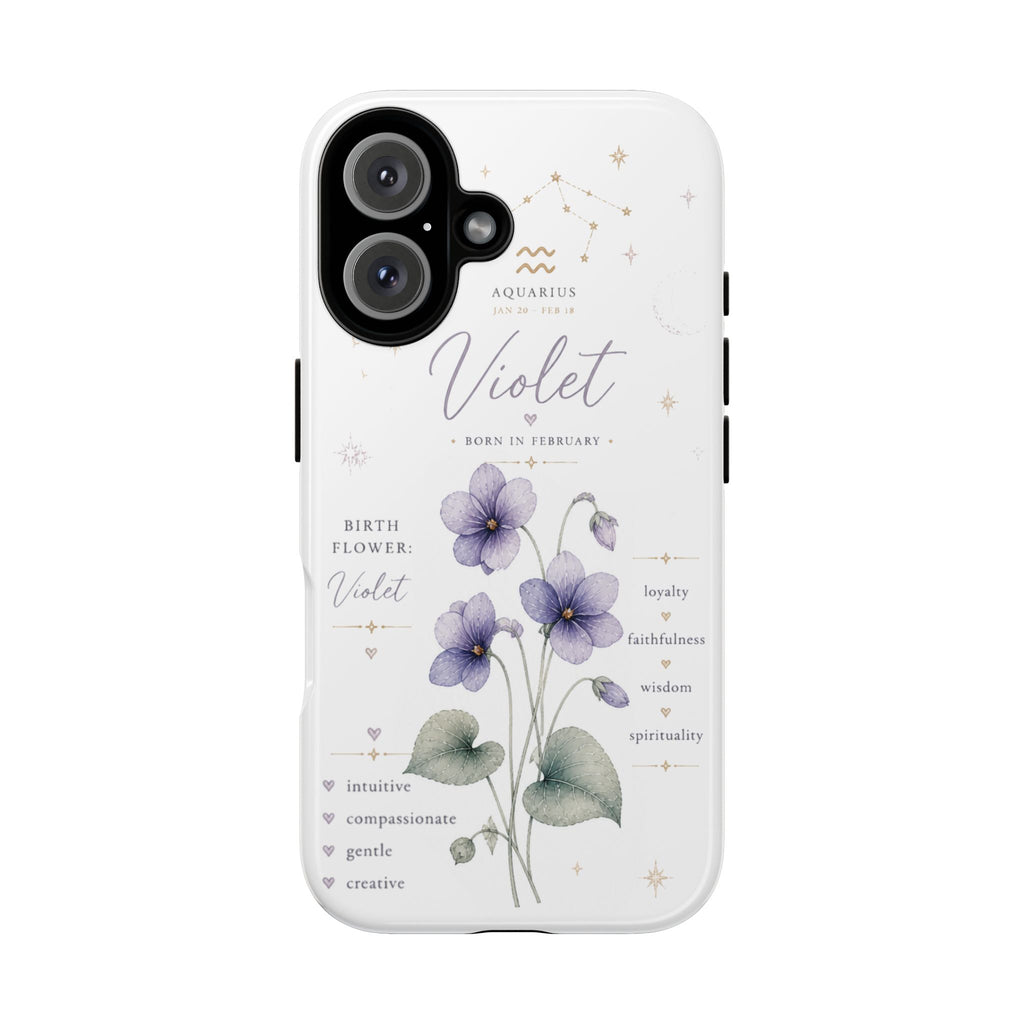 Violet Birth Flower Phone Case — Aquamaris Zodiac Floral Tough Case