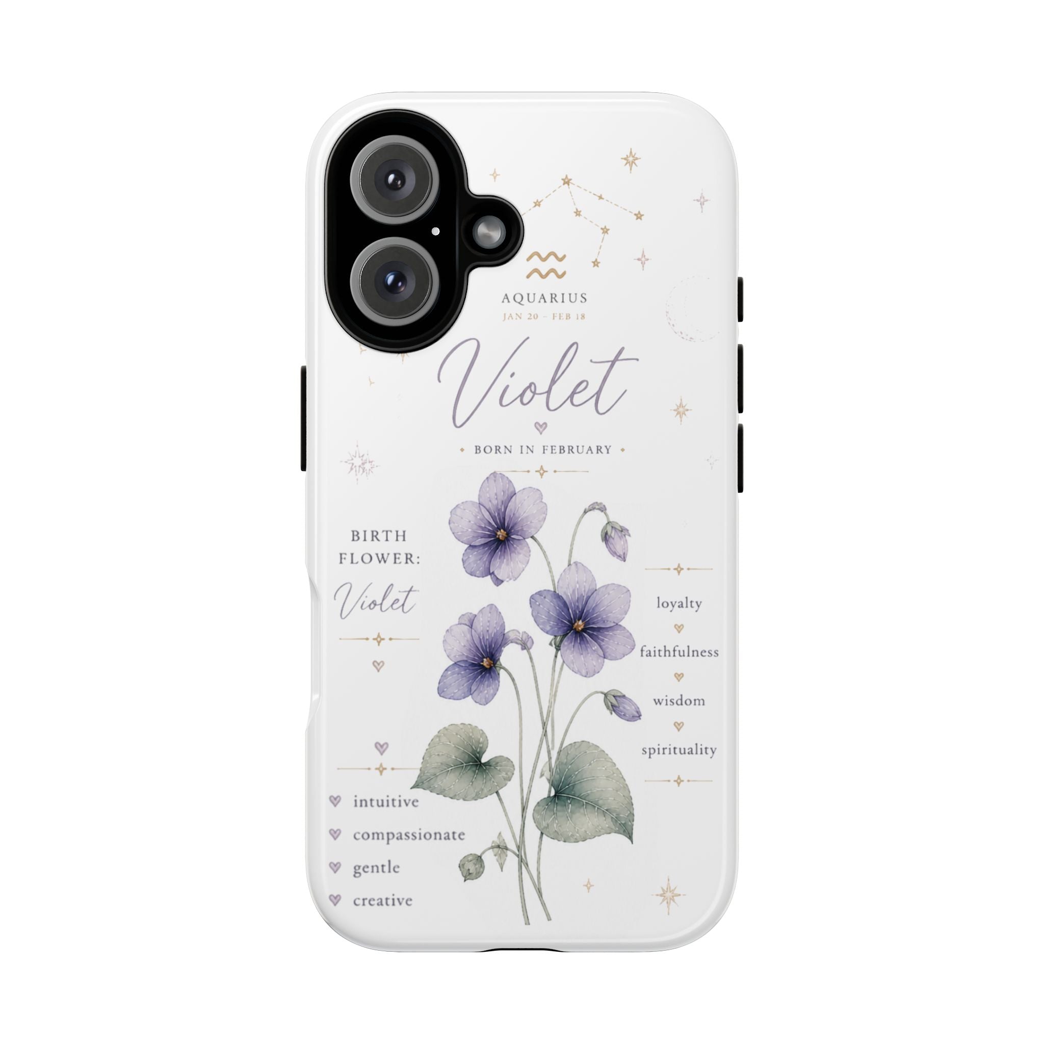 Violet Birth Flower Phone Case — Aquamaris Zodiac Floral Tough Case