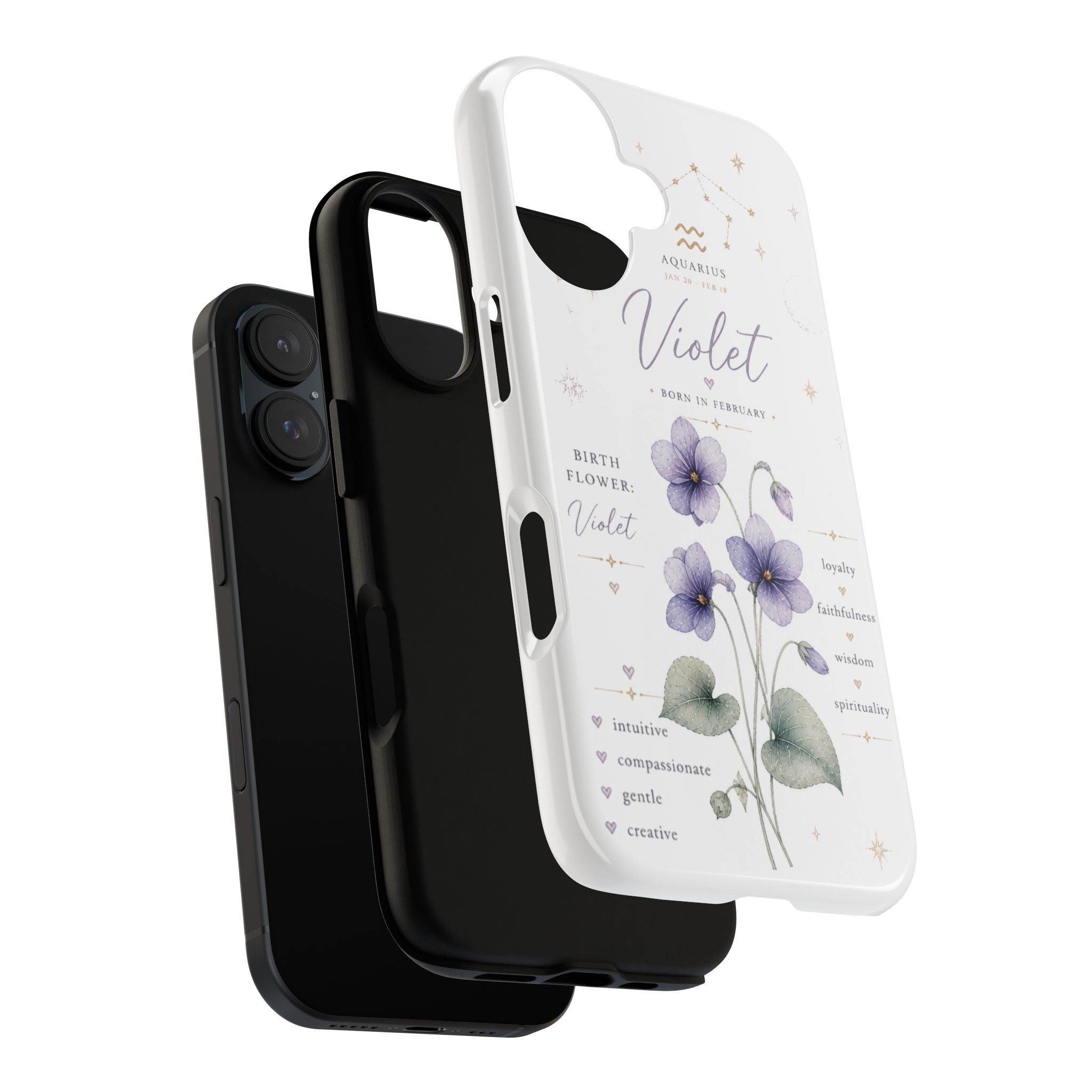 Violet Birth Flower Phone Case — Aquamaris Zodiac Floral Tough Case