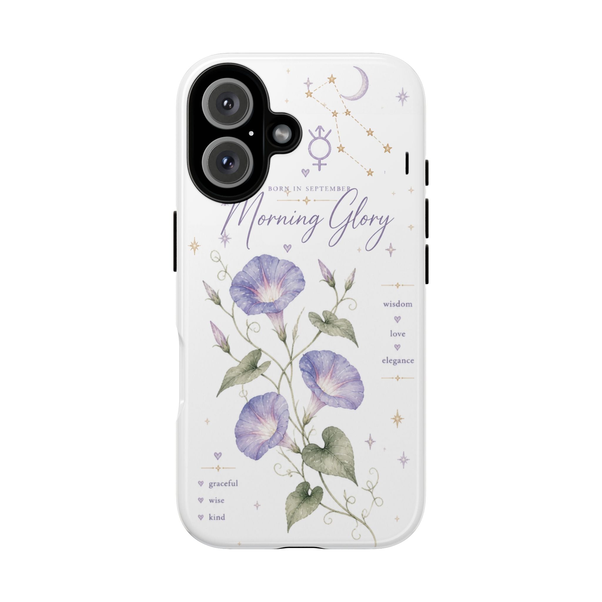 Morning Glory Tough Phone Case – Floral Botanical Protective Case with Watercolor Flowers