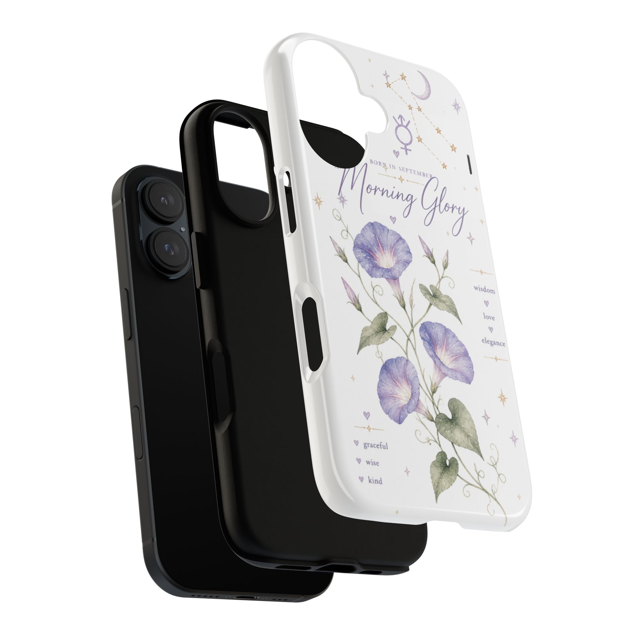 Morning Glory Tough Phone Case – Floral Botanical Protective Case with Watercolor Flowers