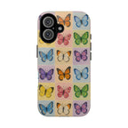 Butterfly Grid Tough Phone Case — Colorful Pastel Butterflies Protective Cover