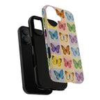 Butterfly Grid Tough Phone Case — Colorful Pastel Butterflies Protective Cover
