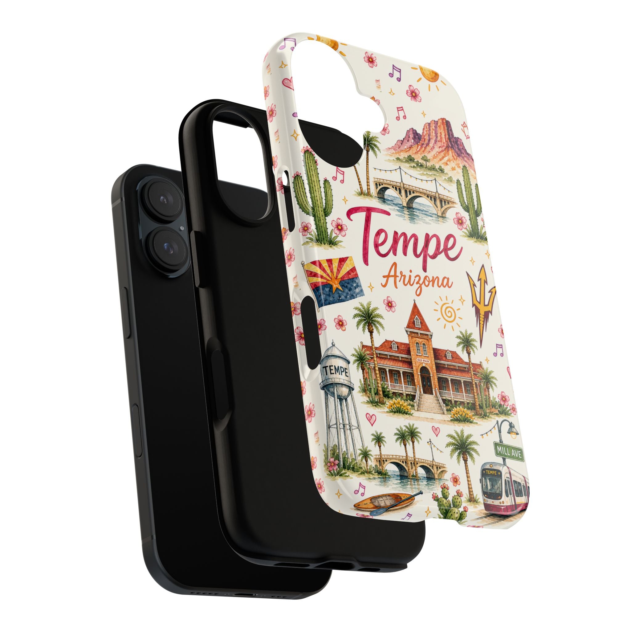 Tempe Arizona Illustrated Phone Case — Desert Landmark Travel Phone Cover