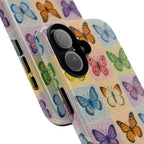 Butterfly Grid Tough Phone Case — Colorful Pastel Butterflies Protective Cover