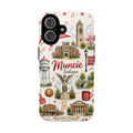 Muncie Indiana Illustrated Phone Case — City Landmark Collage Tough Case