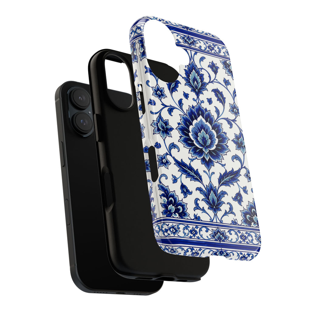 Blue Floral Ceramic Pattern Tough Phone Case