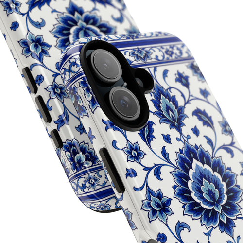 Blue Floral Ceramic Pattern Tough Phone Case