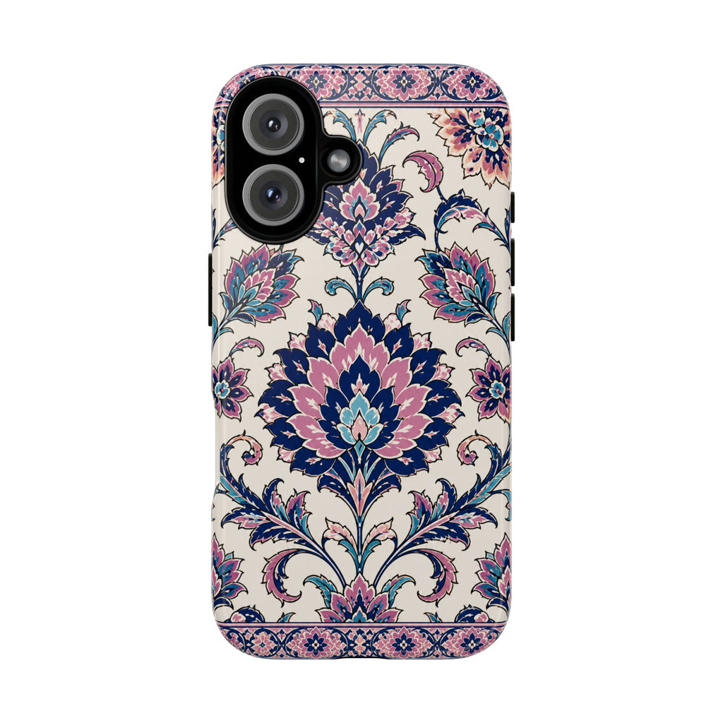 Floral Damask Tough Phone Case — Pink & Navy Vintage Pattern