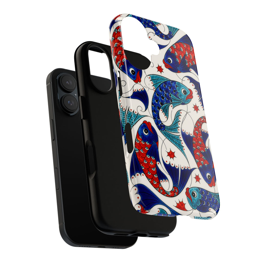 Koi Fish Tough Phone Case — Red & Blue Nautical Protective Cover