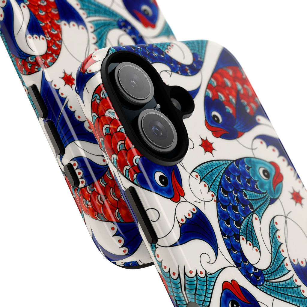 Koi Fish Tough Phone Case — Red & Blue Nautical Protective Cover